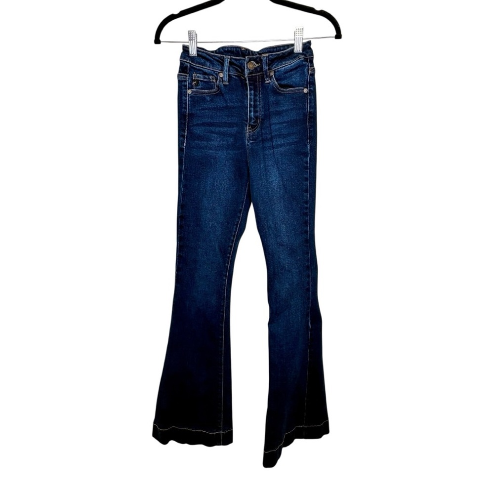 KanCan Dark Wash Flare Jeans Y2K Retro Boho Bell Bottom Size 3 (25)